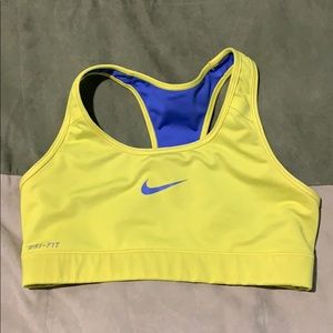 Nike Dri fit sports bra small lime yellow and blue